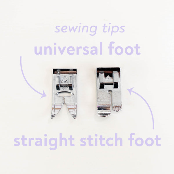 Universal and straight stitch presser feet for sewing machines, top down view