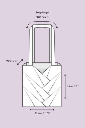 Finished measurements for the Xenta tote bag
